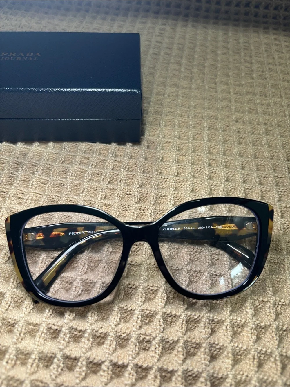 PRADA Black with Tortoiseshell Cat-Eye Optical Frames